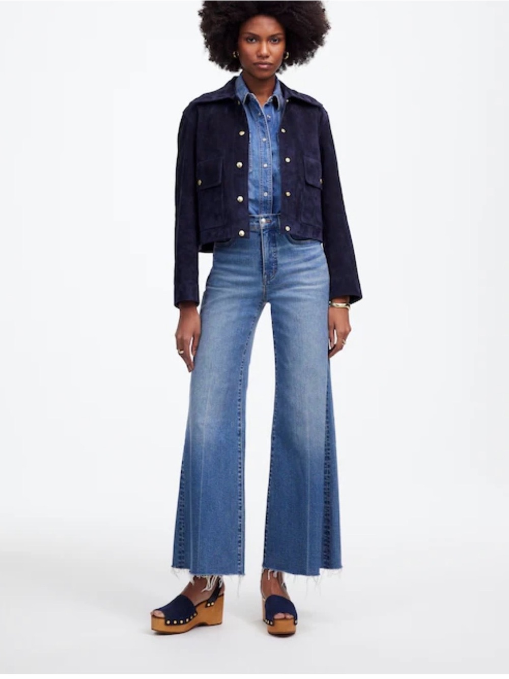 Madewell Two-Tone Wide-Leg Jeans in Light and Dark Blue